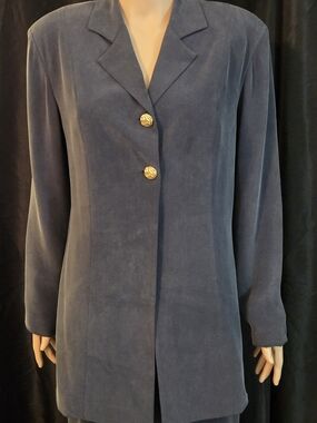 Galinda Wang Classic  Suaded Silk Cocktail Or Business Suit with Gold Buttons